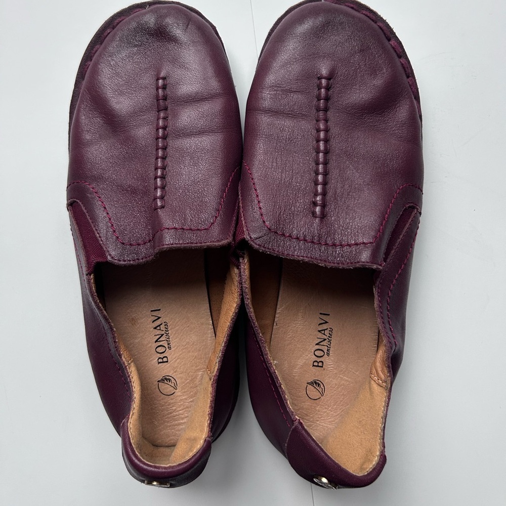 Bonavi antistress  Burgundy Leather Slip-On Shoes size 38